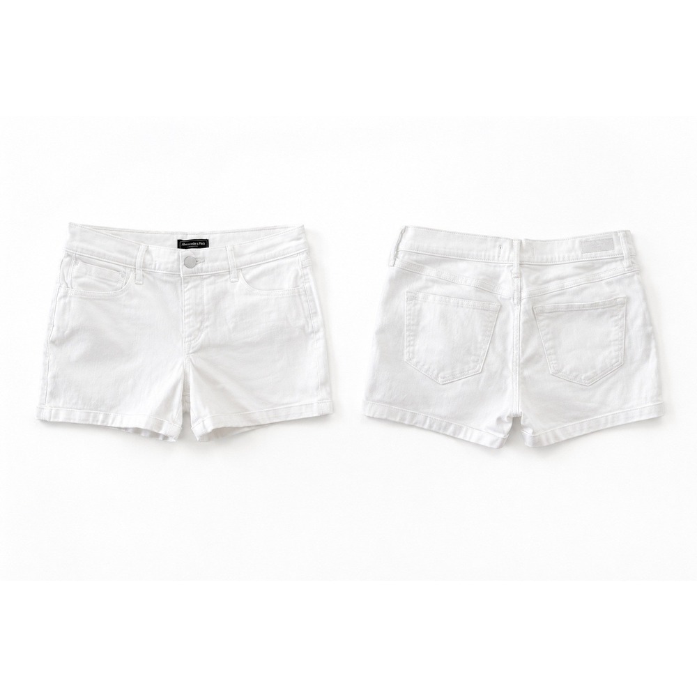 Abercrombie & Fitch Womens White Denim Shorts Mid Rise Size 28 4 Inseam‎ 3